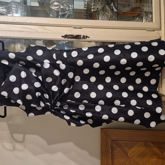 Black and White Polka Dot Dress With Large Bow - Picture 1 of 6